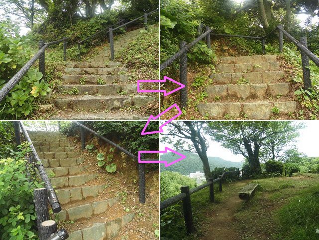下田公園の園内遊歩道（急傾斜の階段）