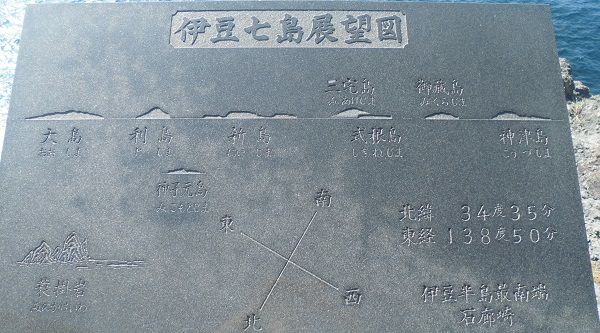 石廊崎での「伊豆七島展望図」と題された案内板