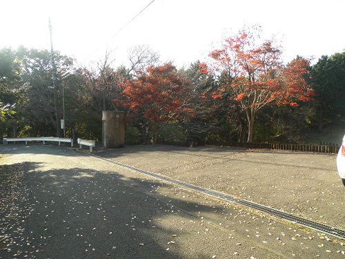 駿河平大通りの紅葉：駐車場にクルマを駐車しました（園内駐車場の様子）