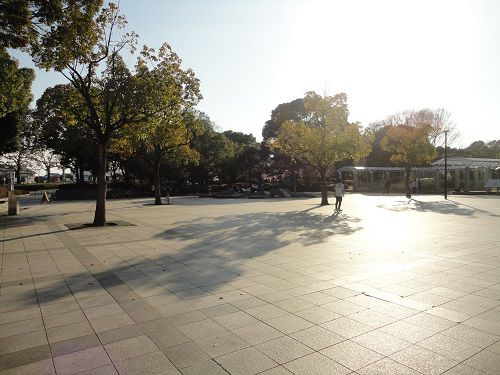 中央公園の花時計のある広場