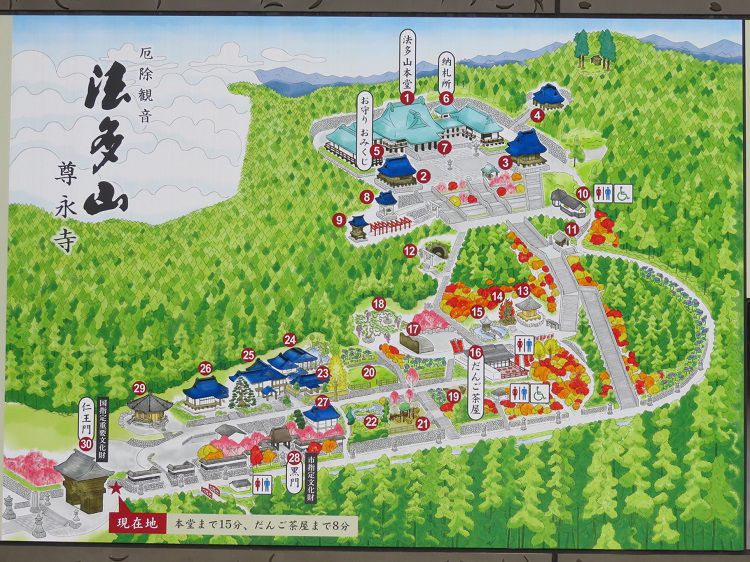 法多山、桜【袋井市】：現地案内図