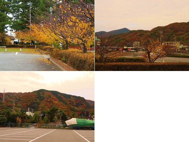 松原公園から望んだ周辺の山肌紅葉景色