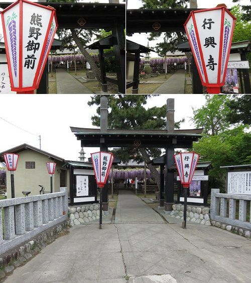熊野の長藤の磐田市行興寺の正面参道の様子