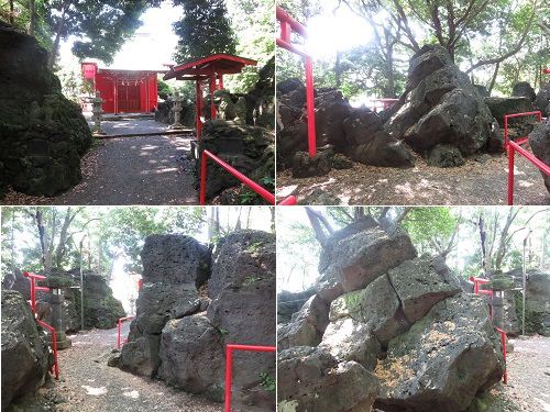 割狐塚稲荷神社の拝殿までの道のりは、ゴツゴツした岩の間を歩いて行きます