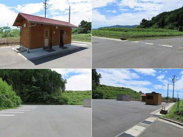 アグリチャレンジパークのひまわり畑：静岡市アグリチャレンジパークのトイレと駐車場