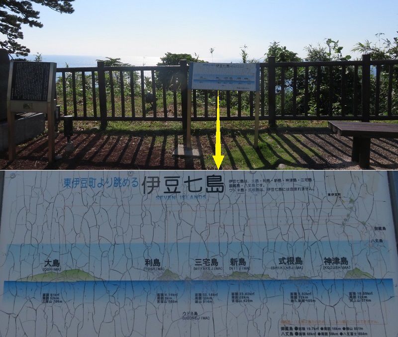 稲取龍宮岬公園の伊豆七島を望めるという展望場所