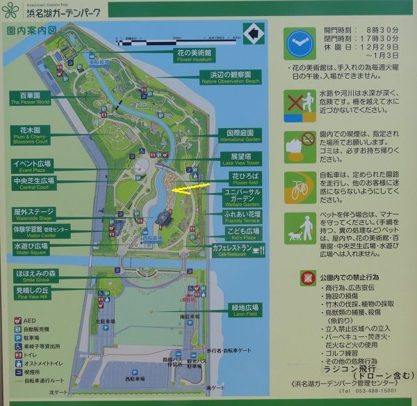 浜名湖ガーデンパークのコスモス畑：現地案内図（花ひろば（コスモス畑）の位置を記しています）