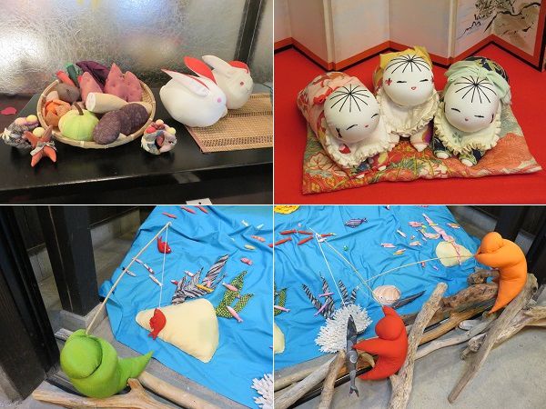 稲取文化公園の雛の館に展示されていた海のコーナー（秋の味覚、赤ちゃん、一本釣り）