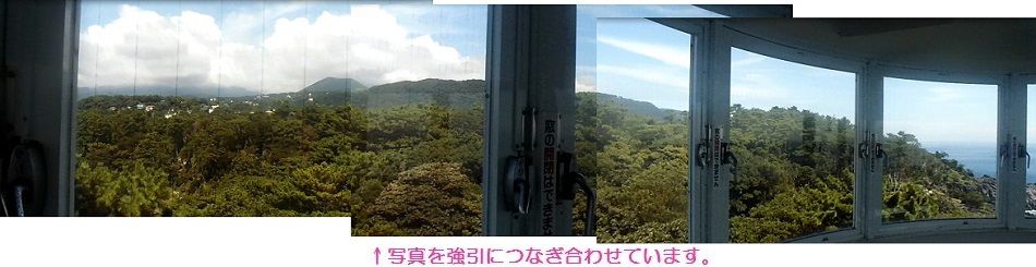 城ヶ崎海岸の門脇埼灯台（かどわきさきとうだい）展望スペースからの風景